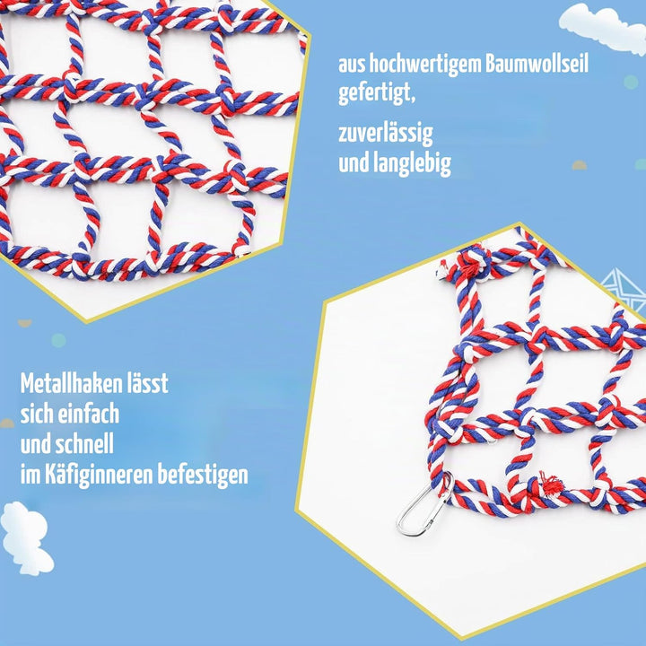 2er Pack Farbiges Kletternetz für Vögel und Kleintiere, Ratten-Kletternetz, Hängende Hängematte, Vog