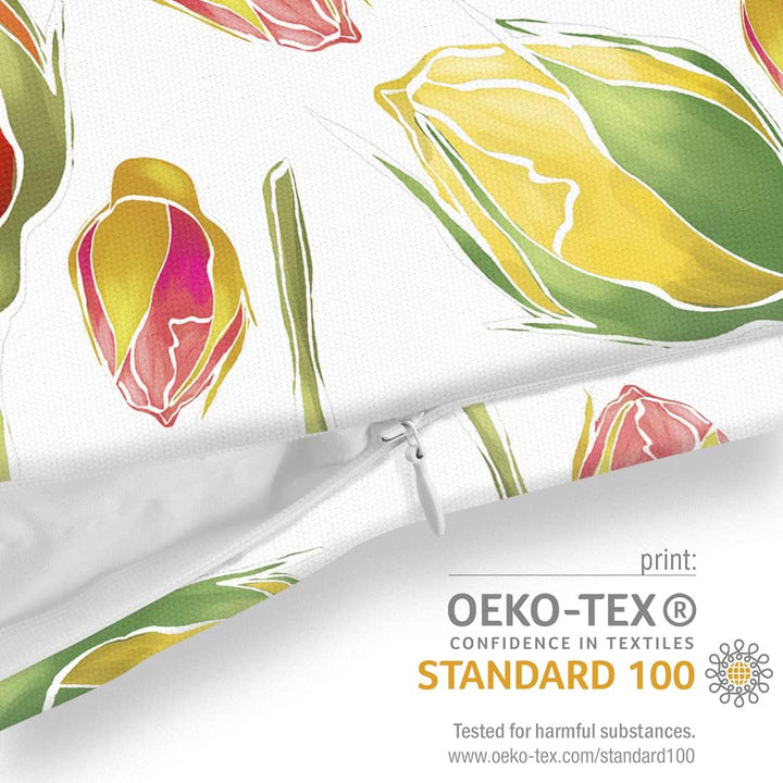 VOID Rosen Blumenmuster Grafik 50x50 Kissenhülle Polyester Zierkissen Couchkissen Ostern Osterdeko D