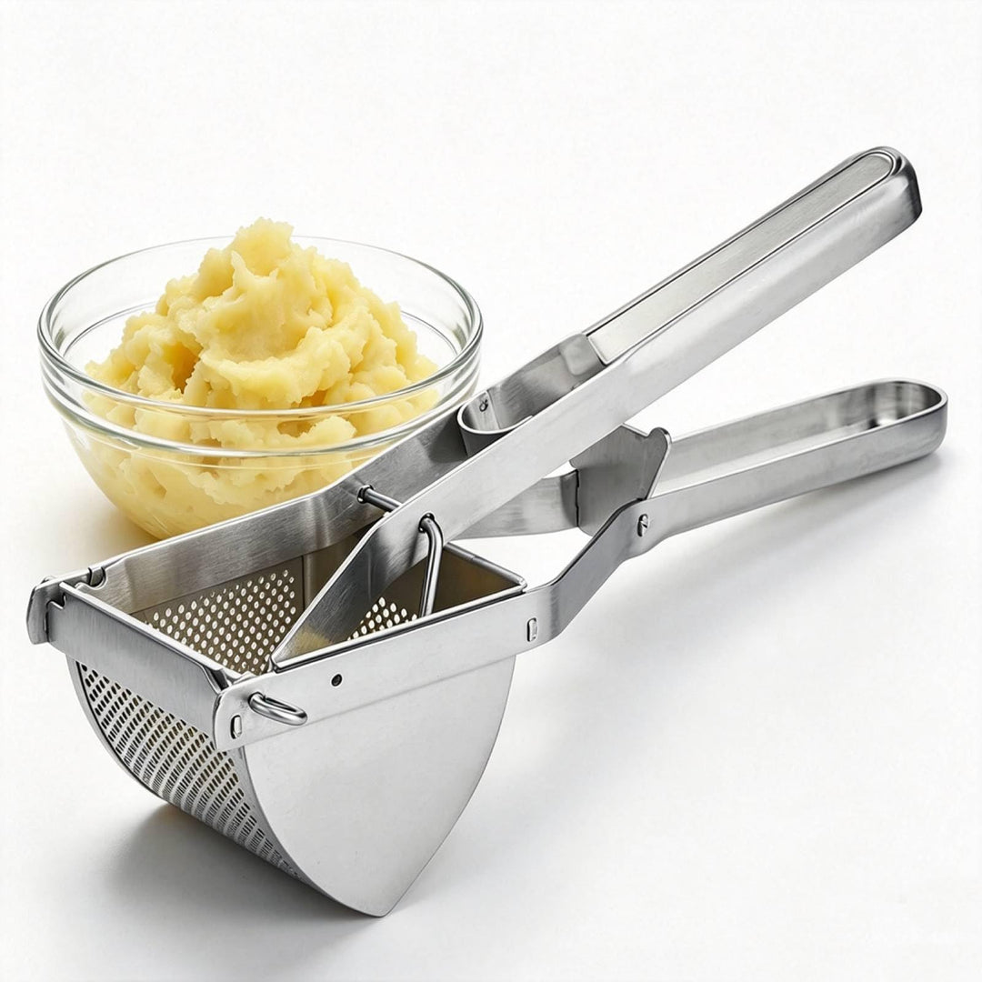Kartoffelpresse Edelstahl mit Komfortgriff, Grosses Loch Kartoffelstampfer, Spätzlepresse, Einfache