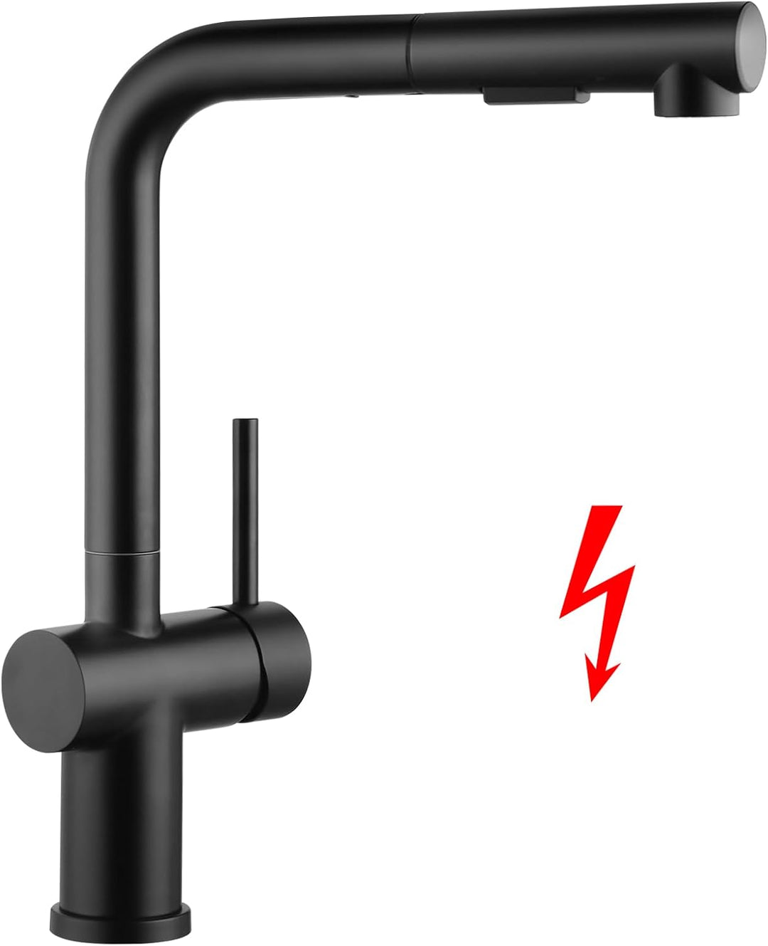 BONADE Niederdruck Armatur Küche Schwarz, Wasserhahn Küche Ausziehbar 3 Anschlüsse, Edelstahl Küchen