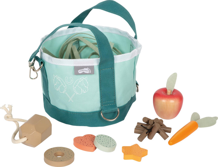 small Foot Pferdefutter Set mit Tasche, Spielset mit Futterzubehör für Hobby Horses und Spielpferde,