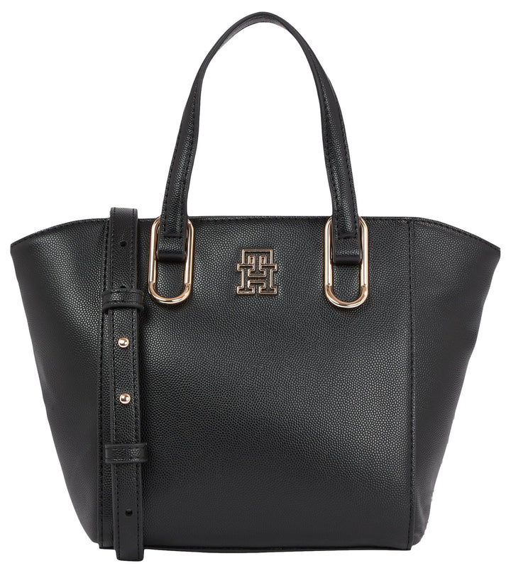 Tommy Hilfiger Damen Th Timeless Med Lady Tote Tragetasche Schwarz, Schwarz