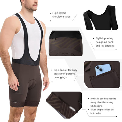 Santic Trägerhose Fahrrad Herren Fahrradhose Kurz mit Sitzpolster Radhose Herren Kurz Gepolstert M G