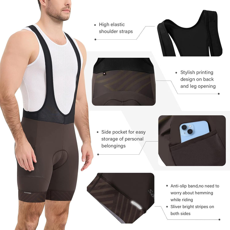 Santic Trägerhose Fahrrad Herren Fahrradhose Kurz mit Sitzpolster Radhose Herren Kurz Gepolstert M G