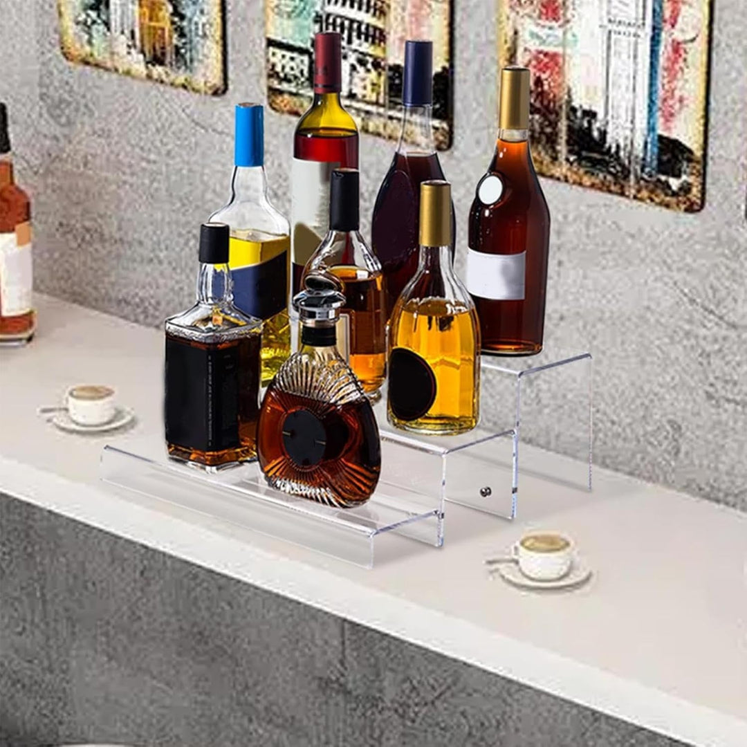 Liquor Bottles, 3-Tier Acrylic Liquor Display Stand, Liquor Bottle Riser Shelf, Wine Bottle Display