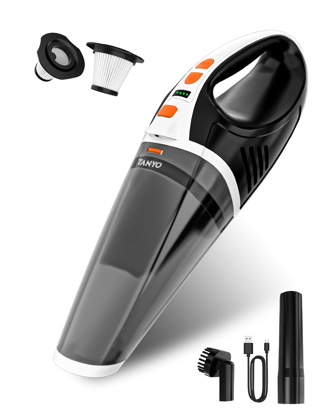 TANYO Handstaubsauger Testsieger, 10000Pa Handstaubsauger Akku Kabellos mit LED, 2-Gang Autostaubsau