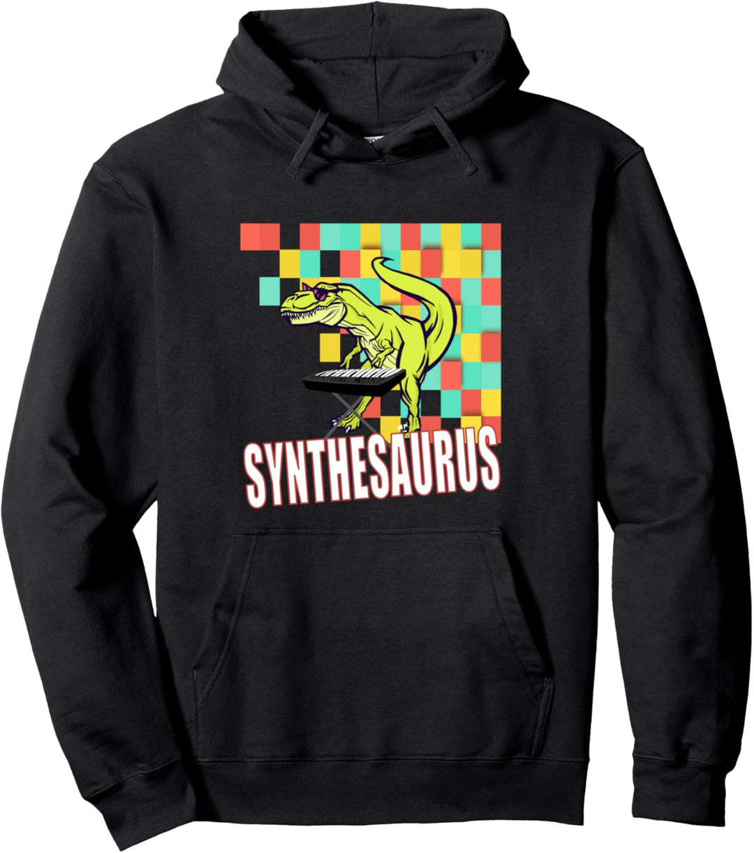 Synthesizer Keytar Synthwave Synthesaurus Lustig Geschenk Pullover Hoodie