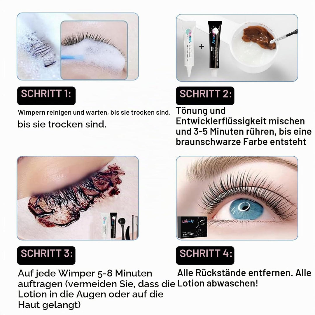 Libeauty Wimpern färben set, 15 ml schwarzes Augenbrauen-Tönungsset, Wimperntönung mit komplettem We