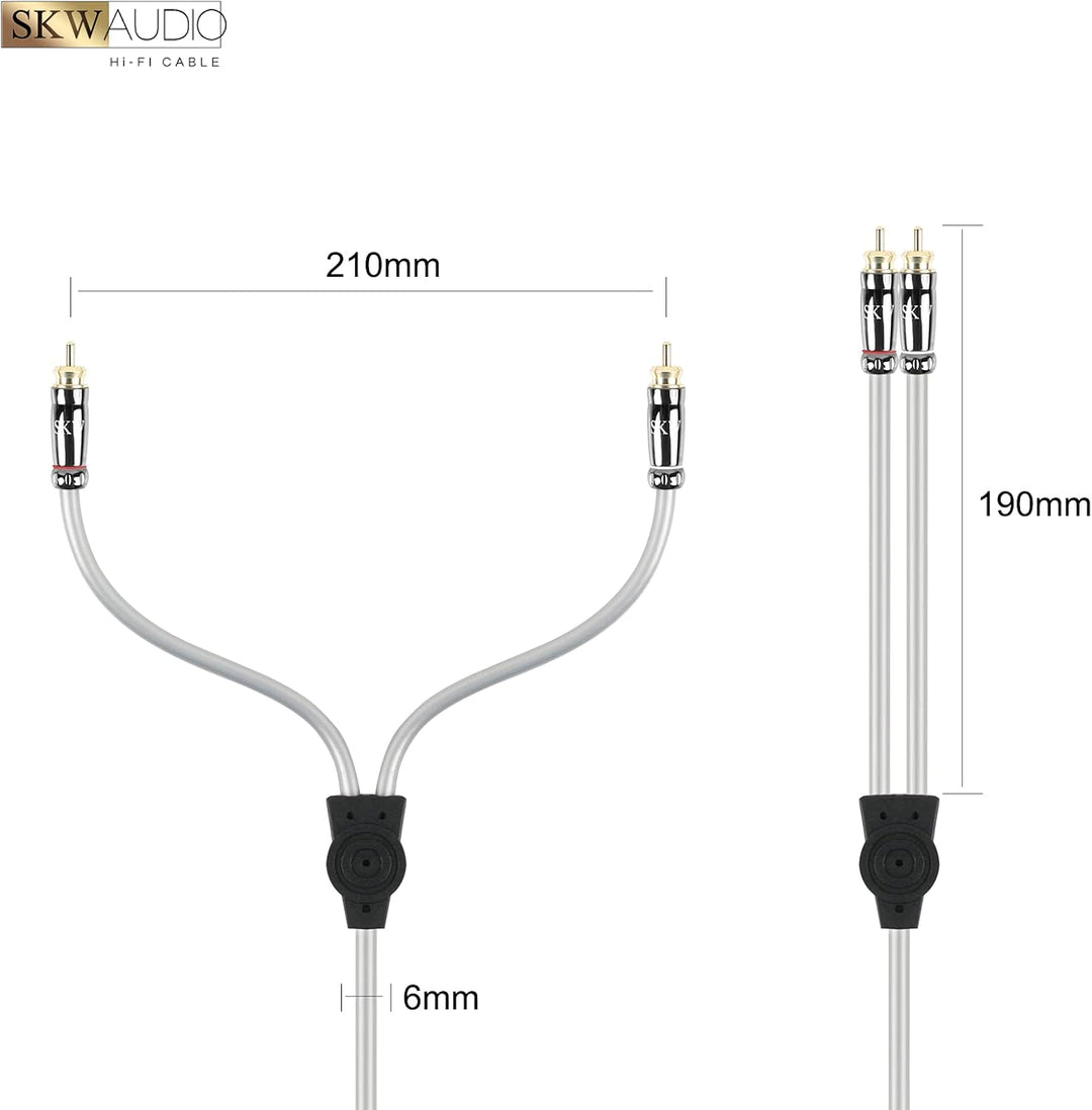 SKW Entry level 3.5mm Klinke auf 2 Cinch Y Splitter Stereo Audio Kabel (1M, Grau) 1M Entry level, 1M