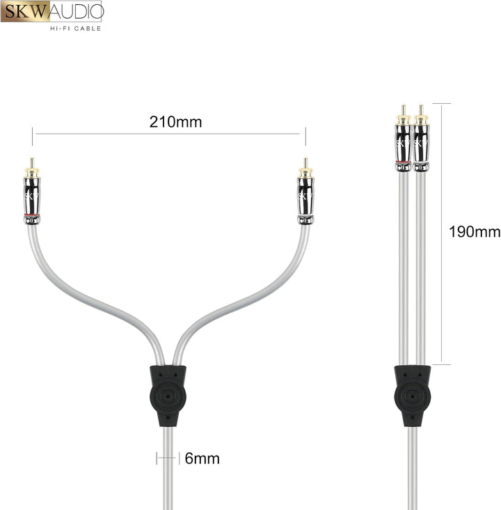 SKW Entry level 3.5mm Klinke auf 2 Cinch Y Splitter Stereo Audio Kabel (1M, Grau) 1M Entry level, 1M