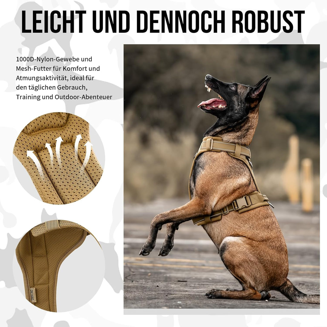 OneTigris Hundegeschirr, Diesel Einstellbar Taktisches Geschirr Weich Gepolstert Brustgeschirr für m