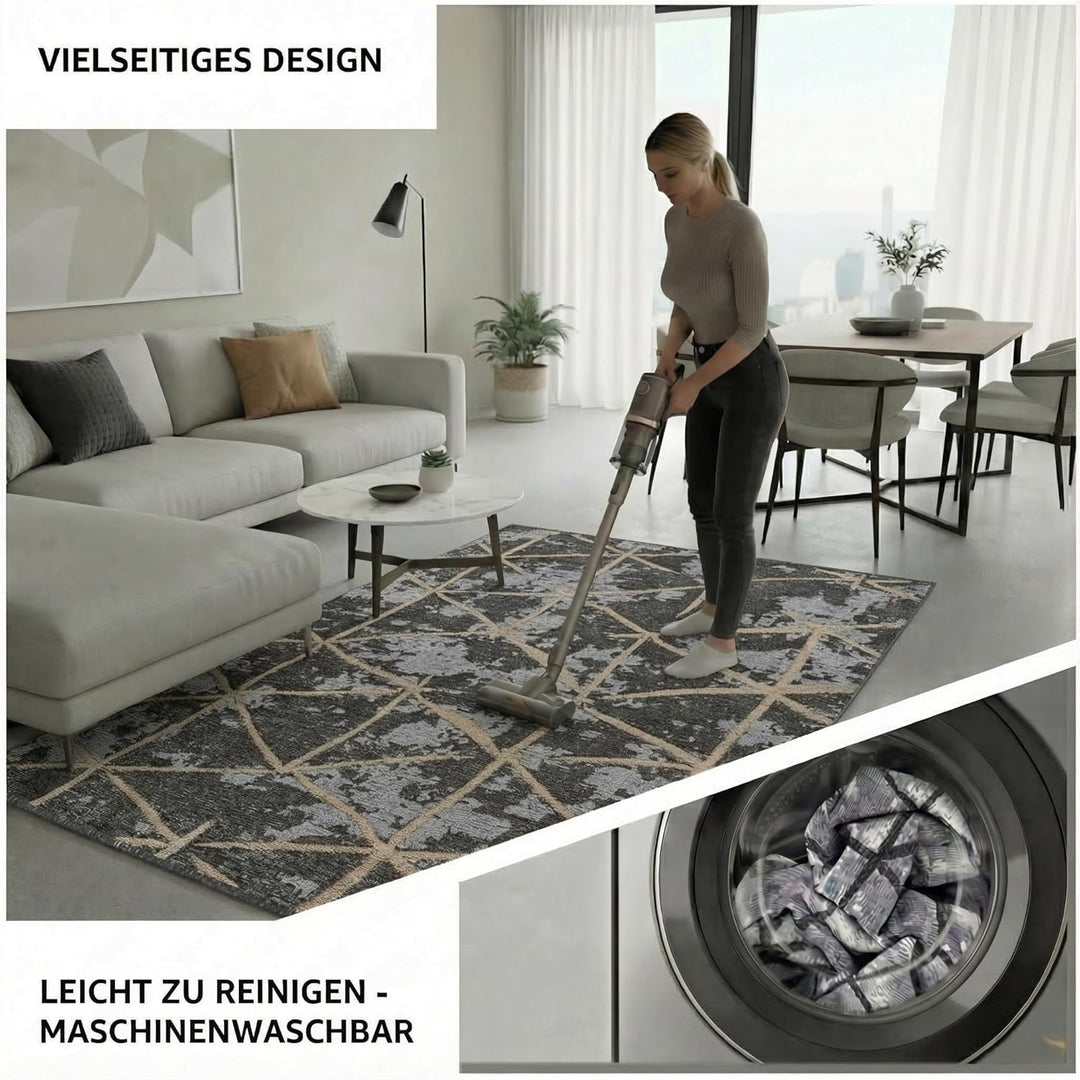 Jimri Kurzflor Wendeteppich - Flach gewebter Teppich für Schlafzimmer & Wohnzimmer, Eingang, Flur -