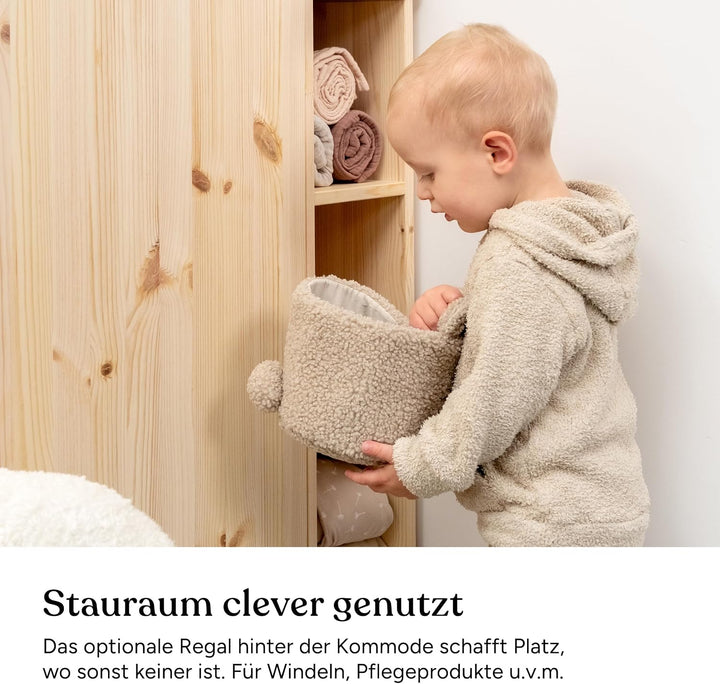 Ehrenkind® Linia Zusatzregal für Wickelkommode Linia, Natur, 85 × 19,5 × 50 cm, Stauraumregal aus FS