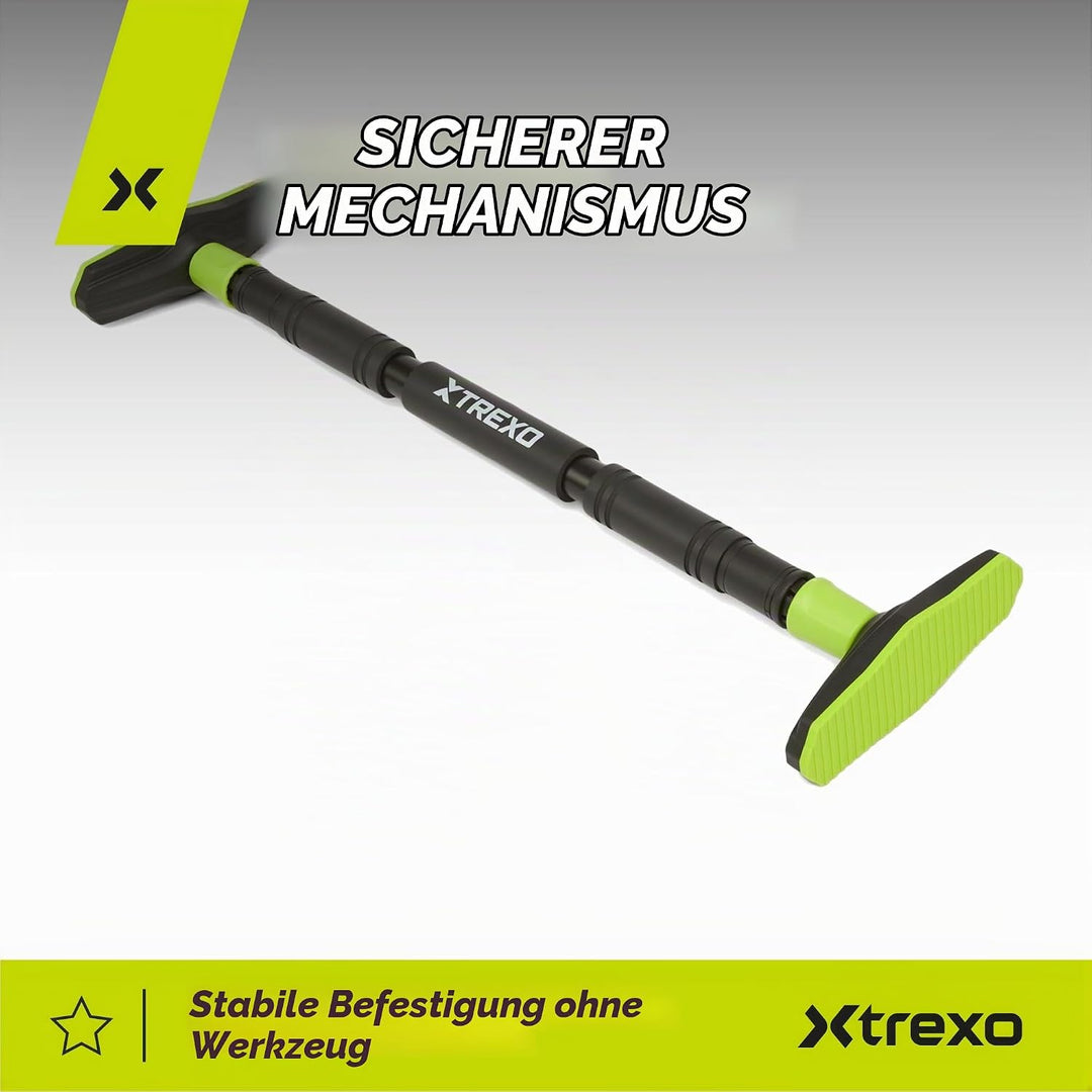 TREXO Klimmzugstange, verstellbare Länge 70–96 cm, grau Aus Stahl Max. Belastung bis 150 kg für Klim