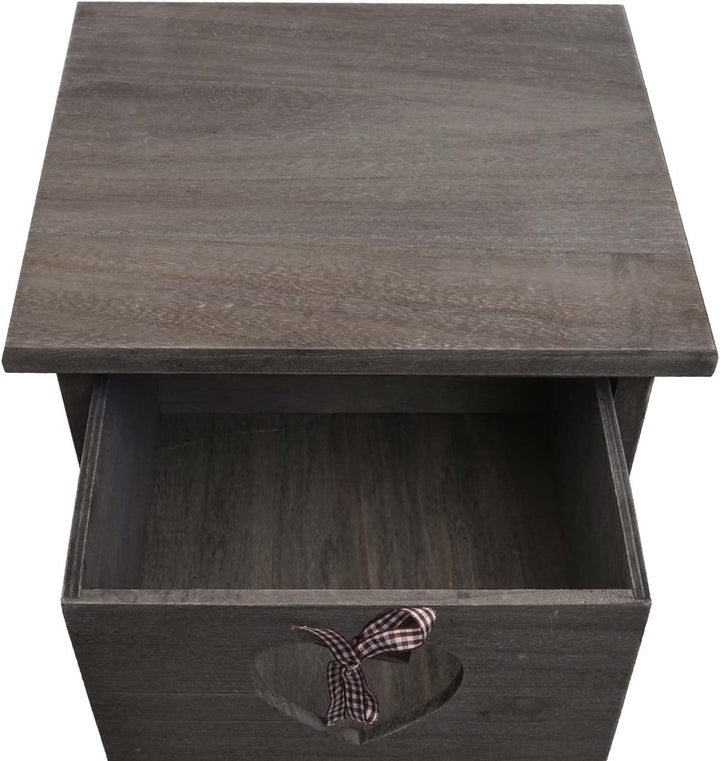 Mendler Kommode Forli, Schubladenkommode Schrank, 4 Schubladen mit Herzen 70x29x25cm, Shabby-Look, V