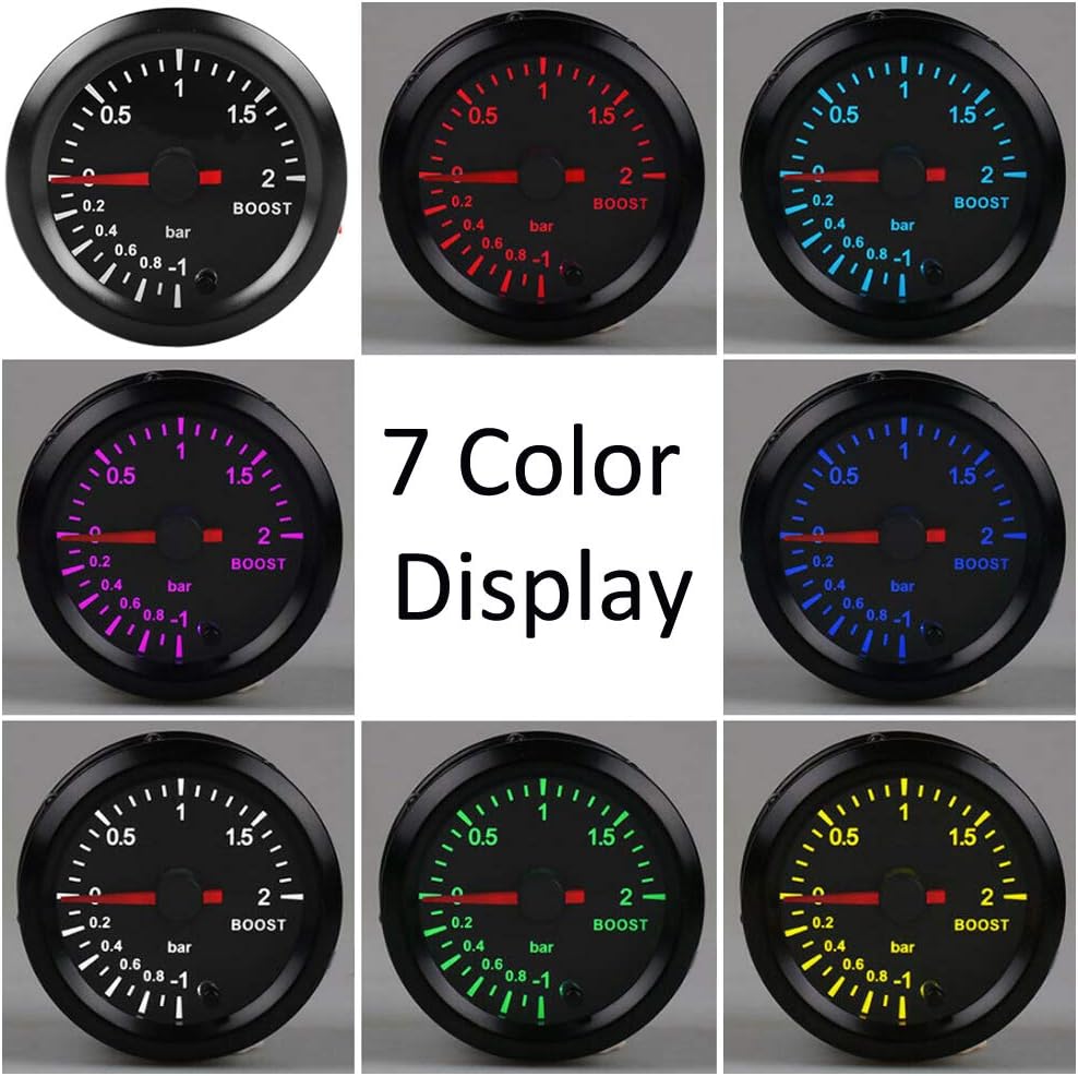 ETOPARS 52mm Automotor Kfz 2" Zeiger Turbo Ladedruckanzeige Messgerät Kit Boost Bar 7 Farbe Lichtanz