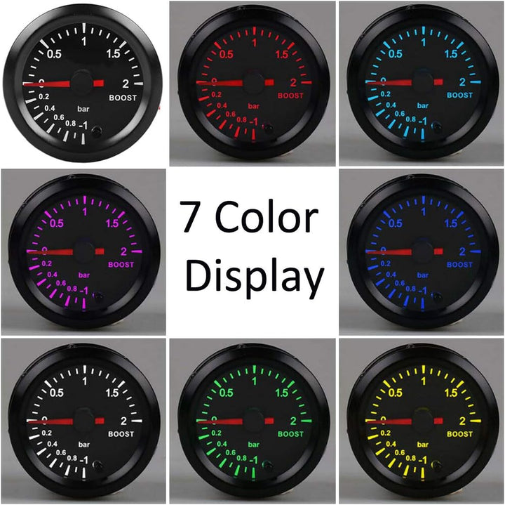 ETOPARS 52mm Automotor Kfz 2" Zeiger Turbo Ladedruckanzeige Messgerät Kit Boost Bar 7 Farbe Lichtanz