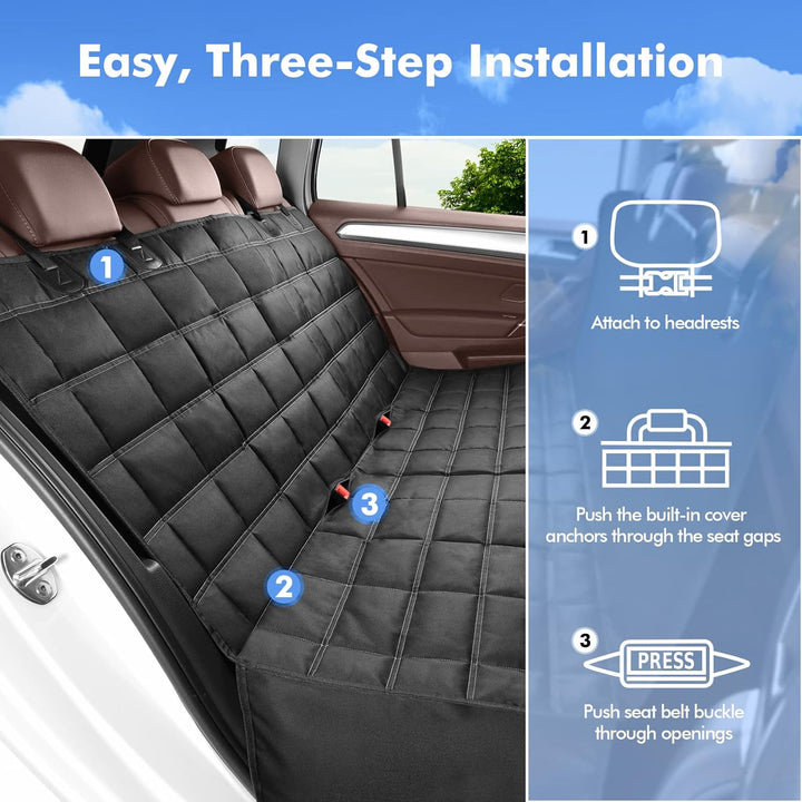 Hundedecke Auto Rückbank 4-in-1, 100% Wasserdicht, Rücksitz mit Seitenschutz, Hundesitz Auto Rückban