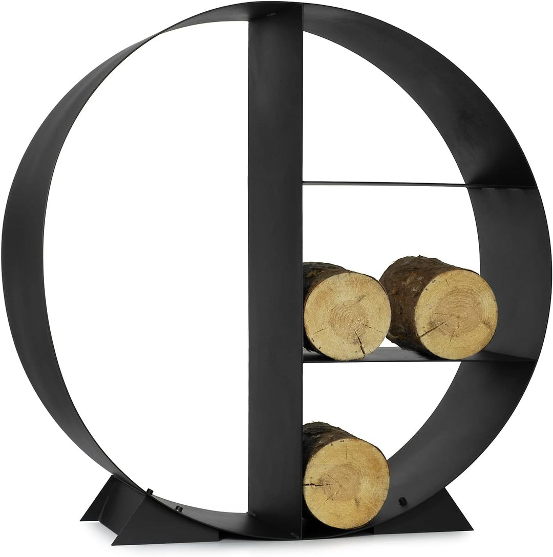 Moritz Metall Kaminholzregal Rund 4 Fächer Brennholzregal Feuerholzregal Stapelhilfe Holzhalter Kami