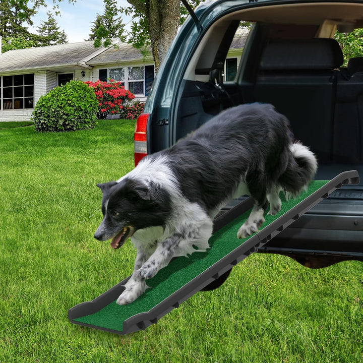 Hunderampe Auto klappbar mit Kunstrasen – rutschfeste Hunde Rampe aus Kunststoff 156×40 cm, Rampe Hu