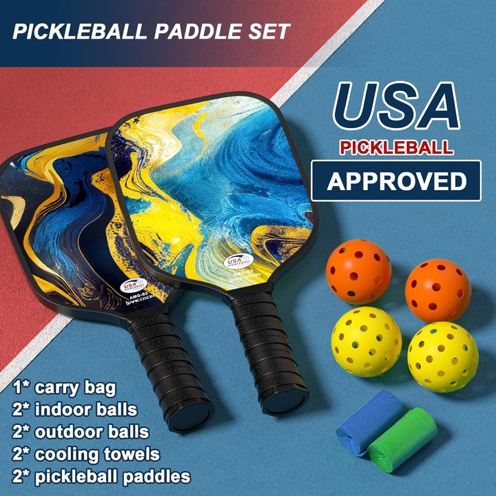 Pickleball-Paddel, USAPA-zugelassene Fiberglas-Oberfläche, Pickleball-Set mit 2 Stück, leichte Pickl