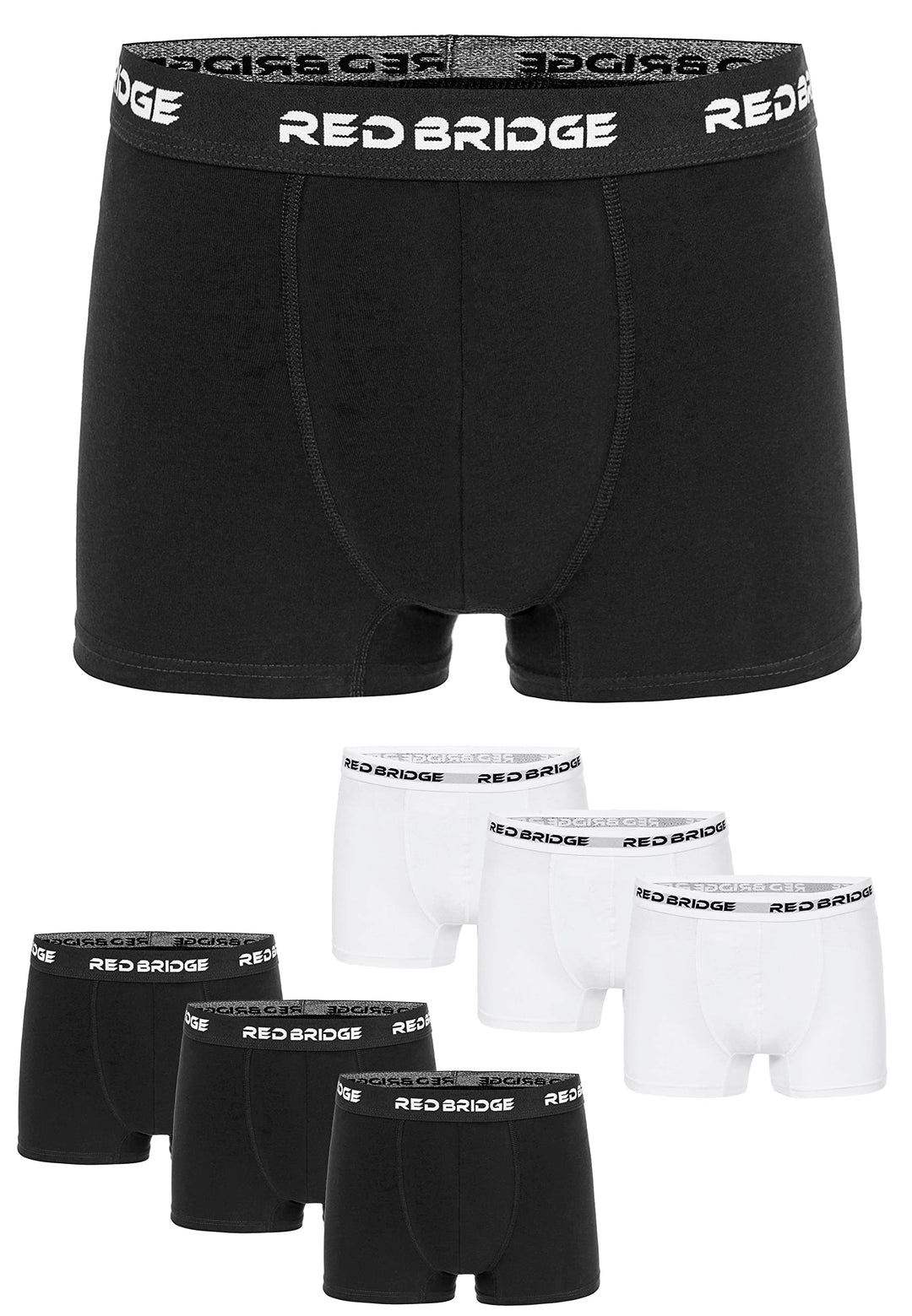 Redbridge Herren Boxershorts Set – 6er Pack enganliegende Unterhosen aus Baumwolle – Elastischer Bun