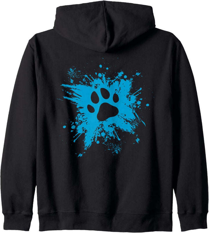 Backprint Hunde Pfotenabdruck Farbklecks Kapuzenjacke