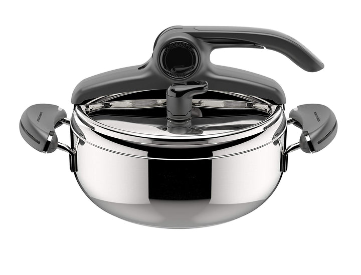 Lagostina Mia Lagoeasy'UP 3,5 l Schnellkochtopf aus Edelstahl 18/10, Ø 22 cm, Dampfkochtopf für Indu