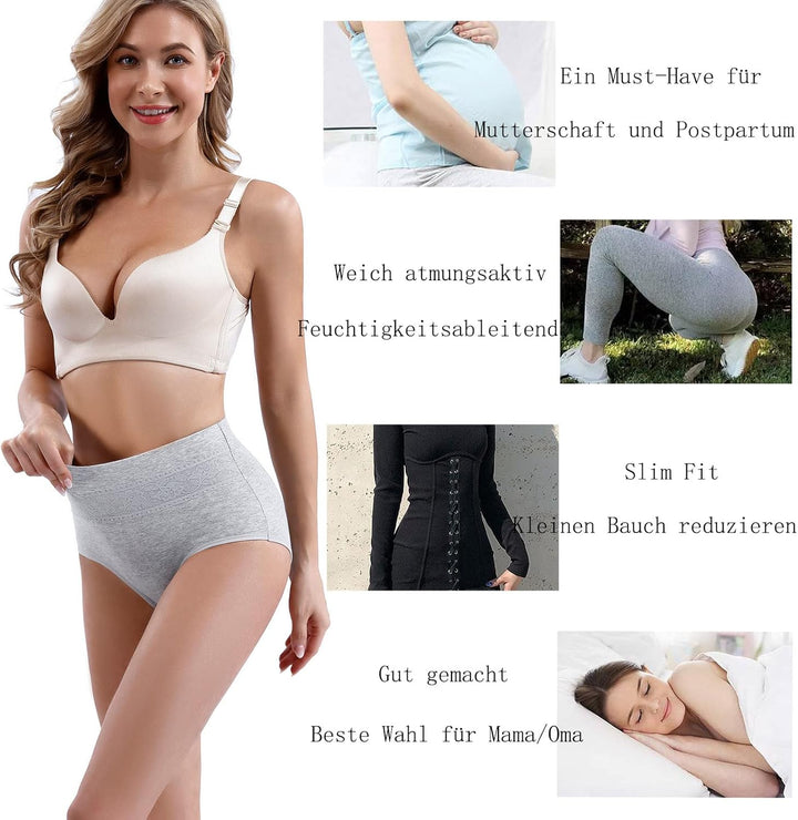 Xaanelr Damen Unterhosen Hipsters Stretch Baumwolle Hohe Taille Slips Weich Unterwäsche für Frauen M