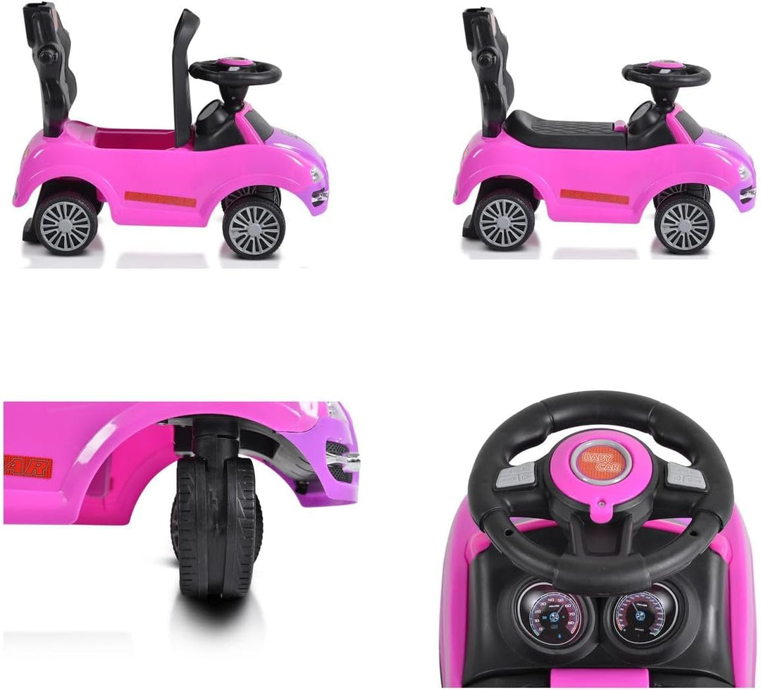 Moni Rutschauto 2 in 1 Rider 308, Rutscher mit Griff, Lehne, Bügel, Fussstütze pink, Pink