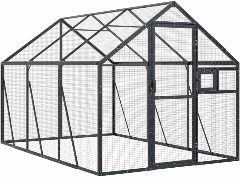 Vogelvoliere Aussen Winterfest Papageienkäfig Gross XXL Alu Voliere Bausatz 1,79x3x1,85 m Vogelkäfig