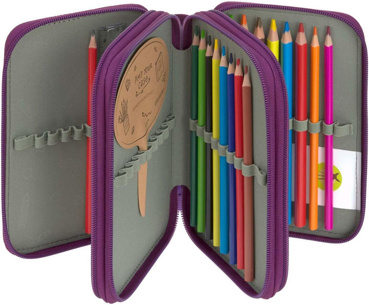LÄSSIG Federmäppchen Unique School Triple Pencil Case Slim Lilac violett