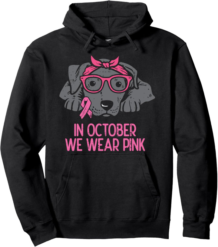 Im Oktober tragen wir das Bewusstsein von Pitbull für Brustkrebs-Hunde Pullover Hoodie