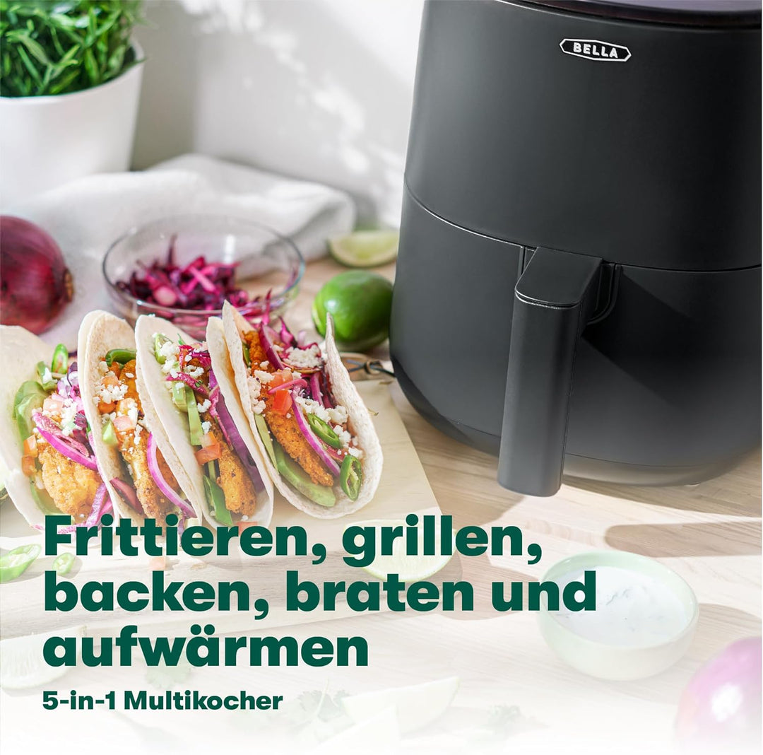 bella 3 L Touchscreen-Heissluftfritteuse, ölfreies Frittieren, spülmaschinenfeste Antihaft-Pfanne un