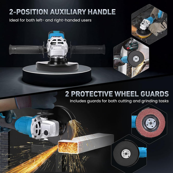Akku Winkelschleifer, Akku Flex Trennschleifer, 3 Stufige Drehzahlregelun/3500-10000RPM, mit 2× 4.0A