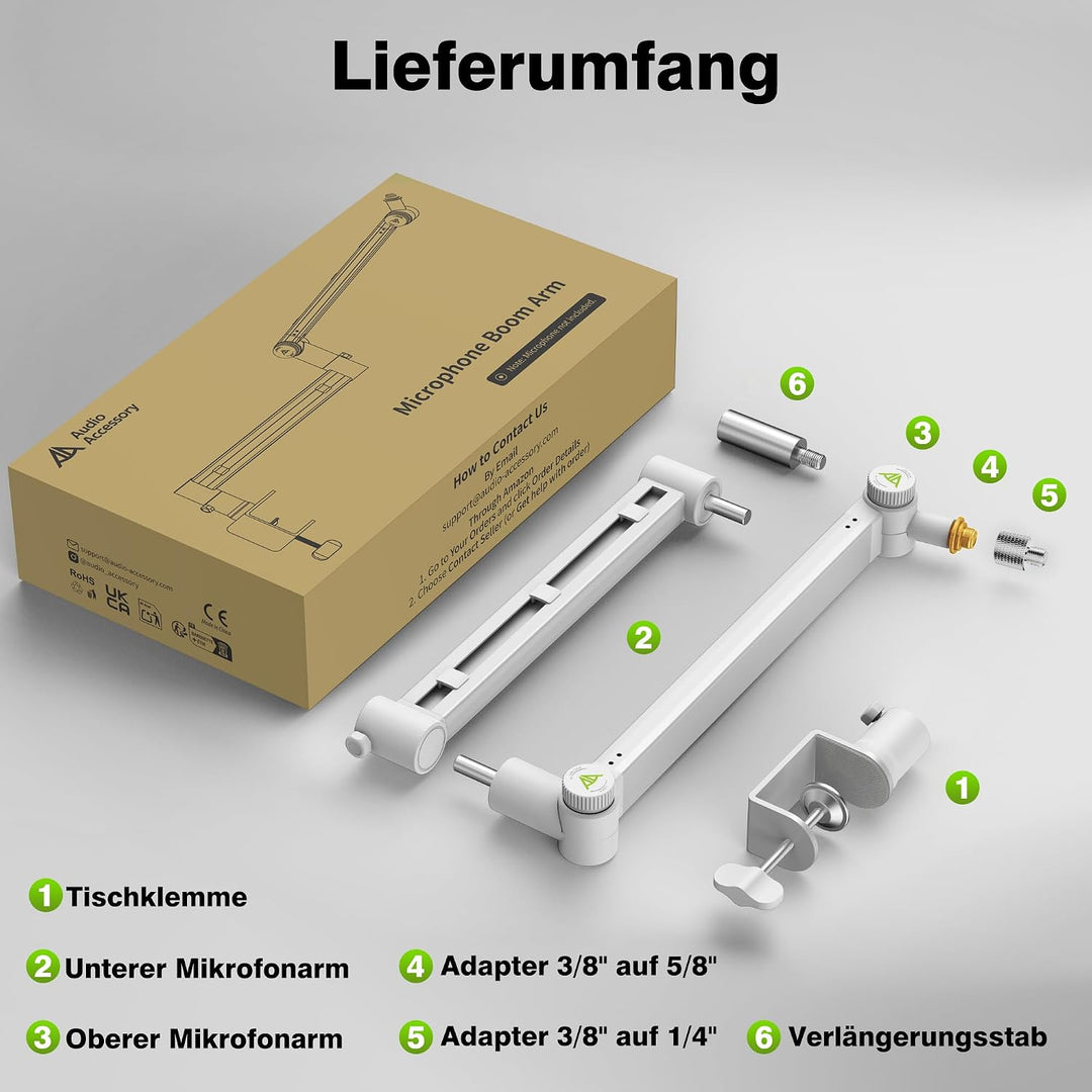 Mikrofon Arm, Low Profile Mikrofonarm [Max. 3 KG Traglast] Kompatibel mit Shure SM7B, MV7+ &amp; Co. Gea