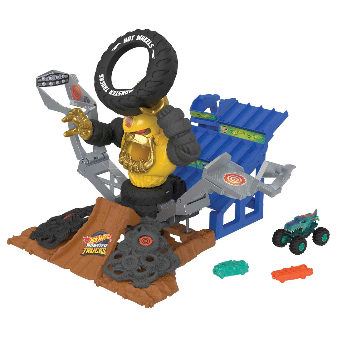 HOT WHEELS Monster Trucks - Arena Smashers Mega-Wrex vs. Crushzilla Takedown, Interaktives Spielset,