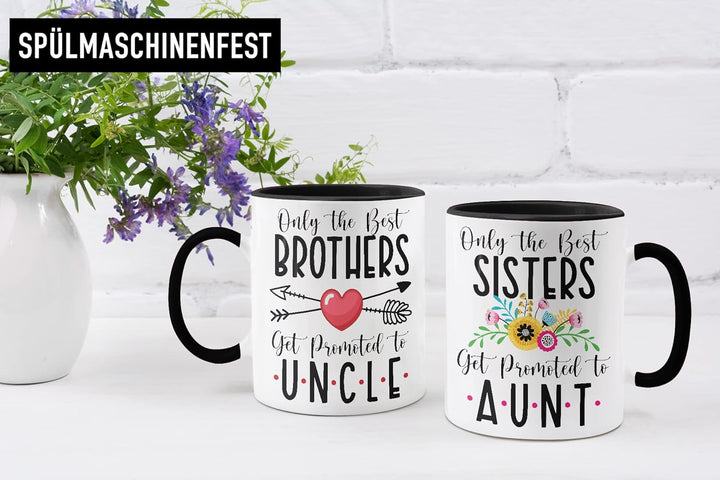 Trendation - Ihr werdet Onkel und Tante 2023 Tassen Set Geschenk Schwangerschaft Verkünden Baby Über