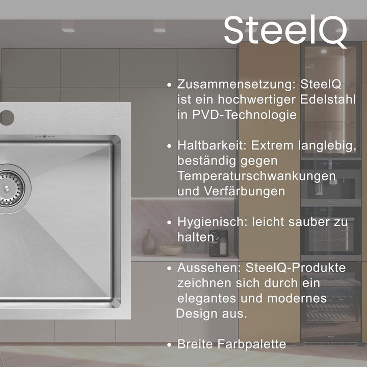 QUADRON Moderne Einbeckenspüle Spüle Edelstahl | Grösse 40 cm Farbe: Satin | HUGO Einzelbecken | Küc