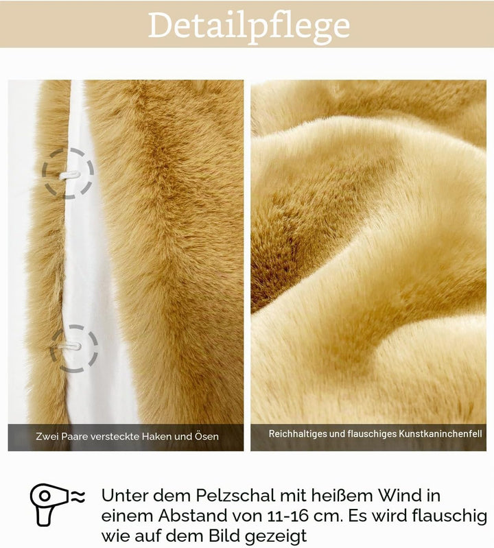 BEAUTELICATE Kunstpelz Stola Schal Damen Pelz Brautschal Brautstola Wrap Schwarz Elfenbein für Braut