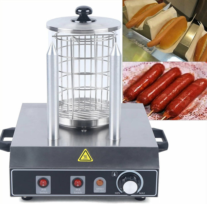 Hot Dog Maker, 422W Elektrischer Würstchenwärmer Profi Wurstwärmer Würstchen Maschine Edelstahl Bock