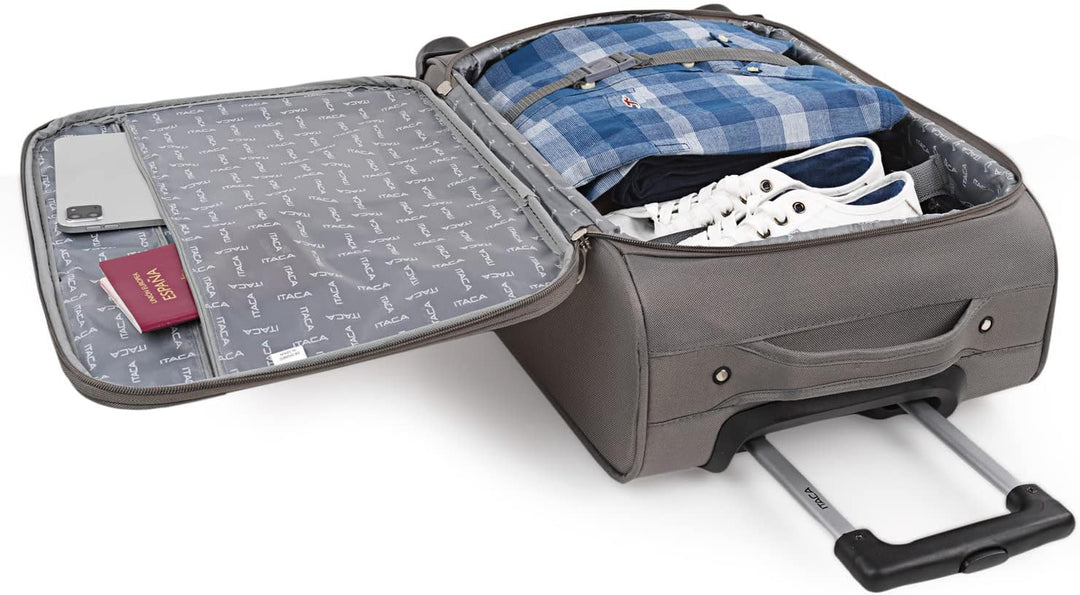 ITACA - 3er Kofferset Erweiterbar 54/67/78 cm Eva-Polyester. 4 Rollen. Steif, widerstandsfähig und l