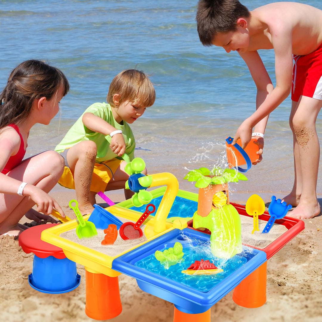 JONRRYIN 4 IN 1 Sand Wasserspieltisch, Wassertisch Strandspielzeug, Matschtisch Strandtisch für Kind