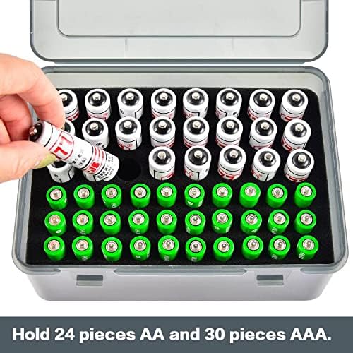 FULLCASE Batteriebox Batterie Aufbewahrungs Organizer für 54 AAA AA Batterien, Batterien aufbewahrun