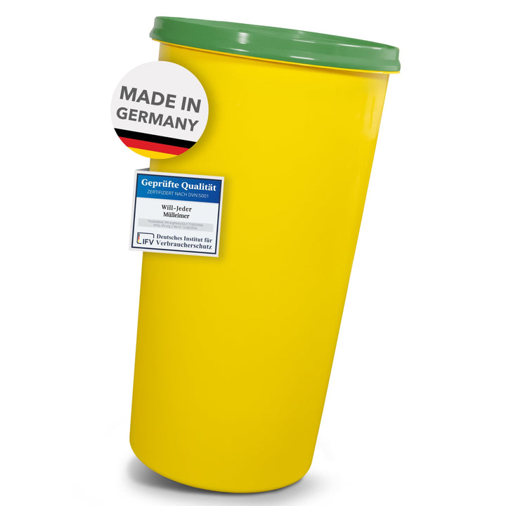 Mülleimer 60l mit geruchsdichtem Deckel (Grün), Gelber Sack Ständer, Made in Germany, Müllsackstände