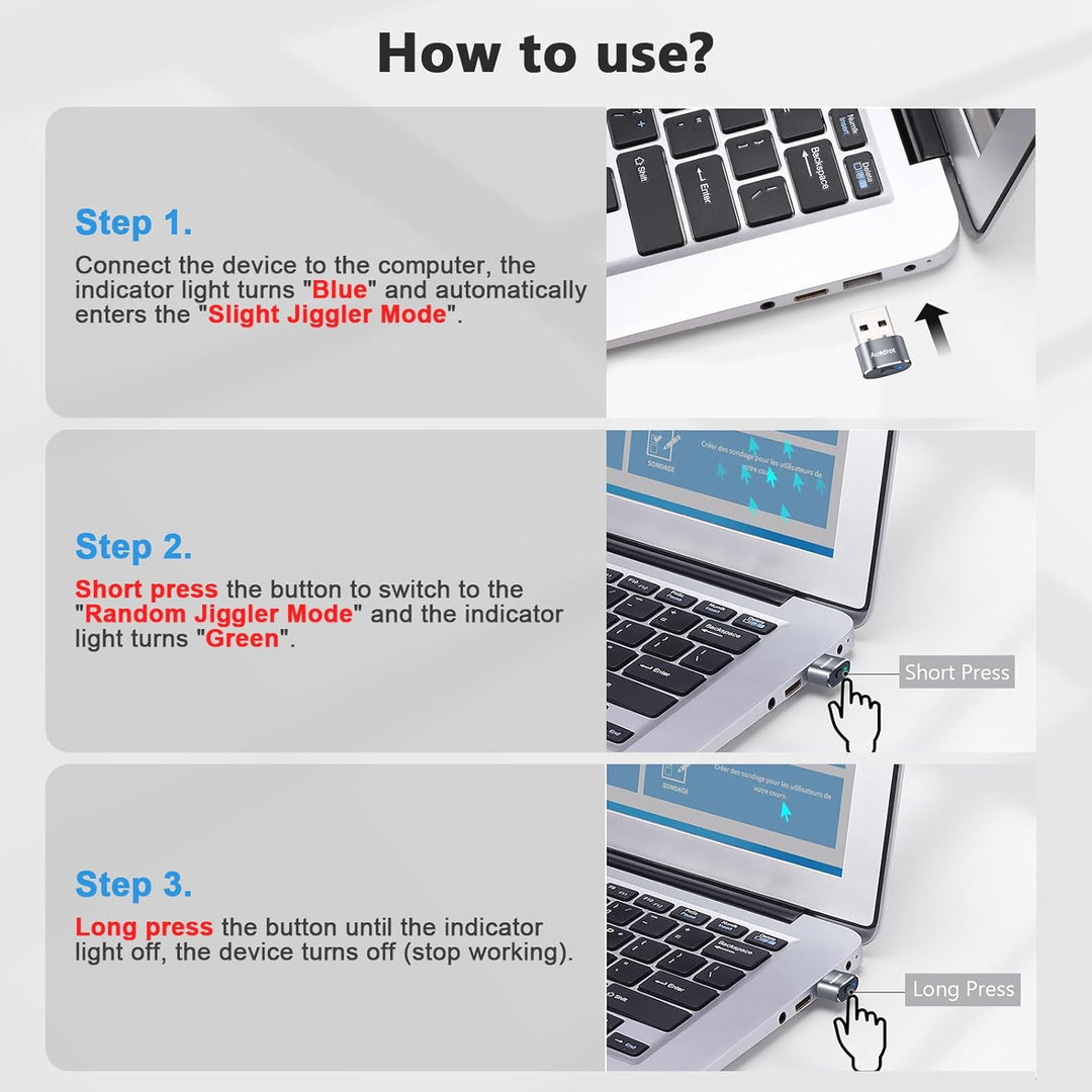 AUEDROT Mouse Jiggler Nicht Nachweisbar USB Mouse Mover mit Schaltertaste, Metall Maus Beweger Autom