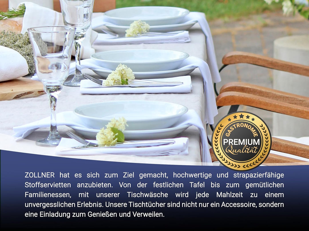 ZOLLNER 25er Set Mundservietten 100% Baumwolle, 50x50 cm, Weiss 50 x 50 cm (25er Set) Weiss, 50 x 50