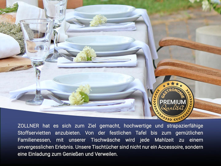 ZOLLNER 25er Set Mundservietten 100% Baumwolle, 40x40 cm, Weiss 40 x 40 cm (25er Set) Weiss, 40 x 40