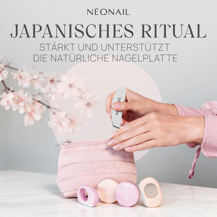 NÉONAIL Japanese Manicure Ritual – Japanisches Maniküre Set mit Kosmetiktasche, Nagelfeile & Buffer