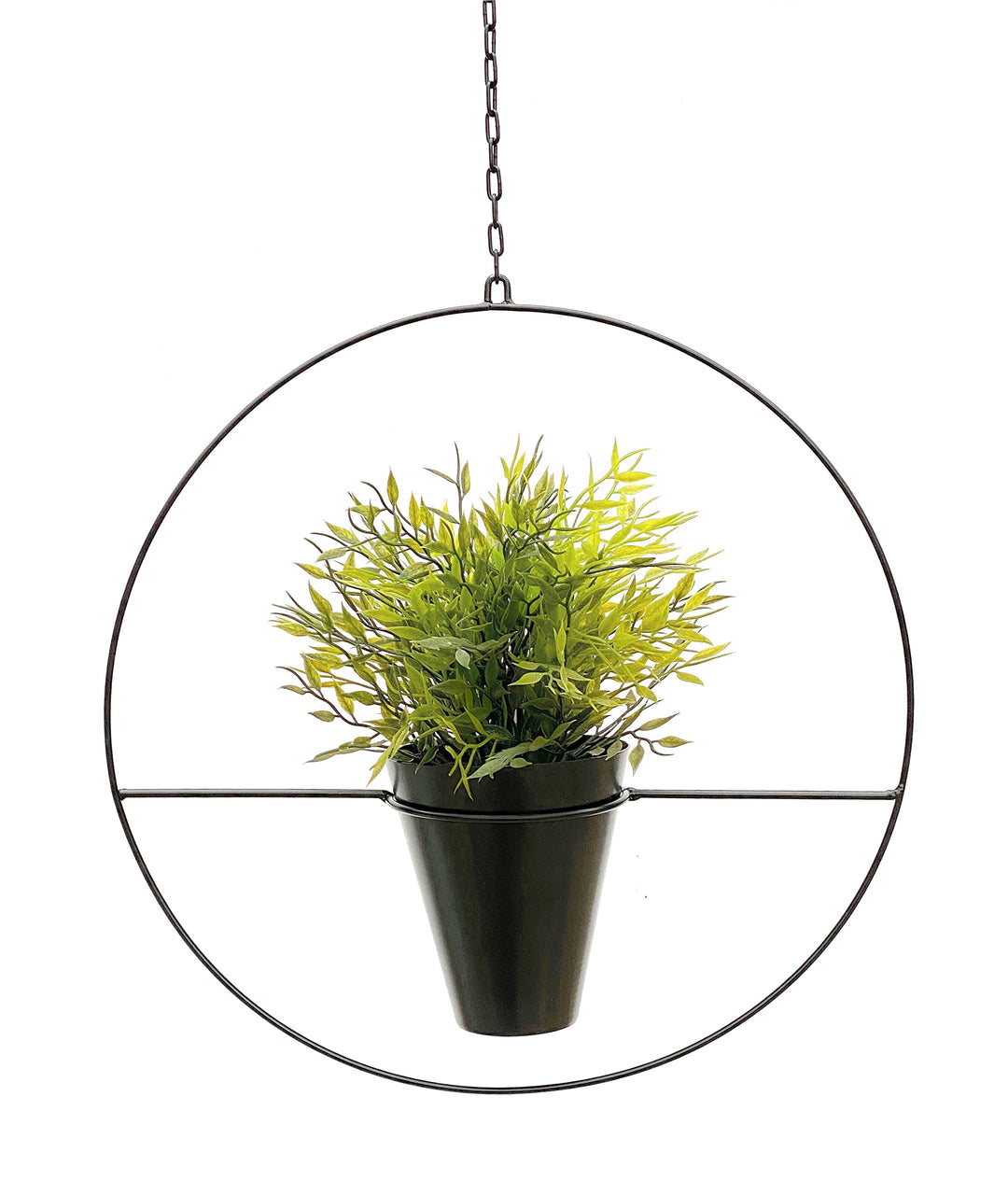 DanDiBo Blumenampel Innen Metall Wand Schwarz Matt Hängepflanzen Ø 40 cm KW446 mit Topf Pflanzenhäng